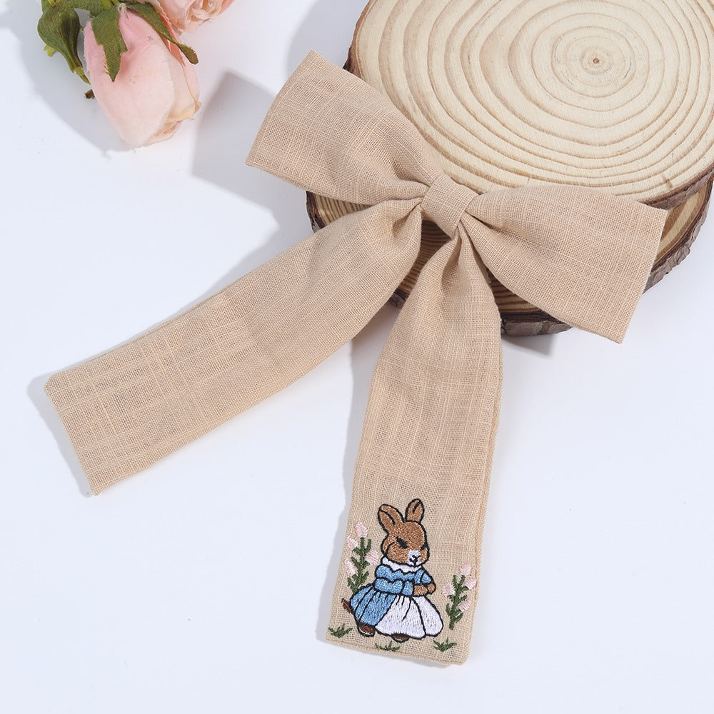 Bunny Charm Embroidered Bow
