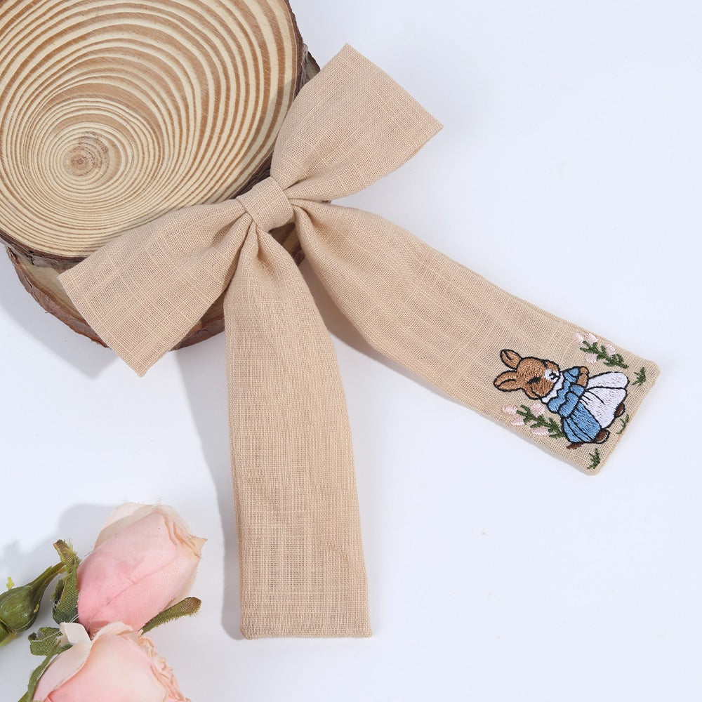 Bunny Charm Embroidered Bow