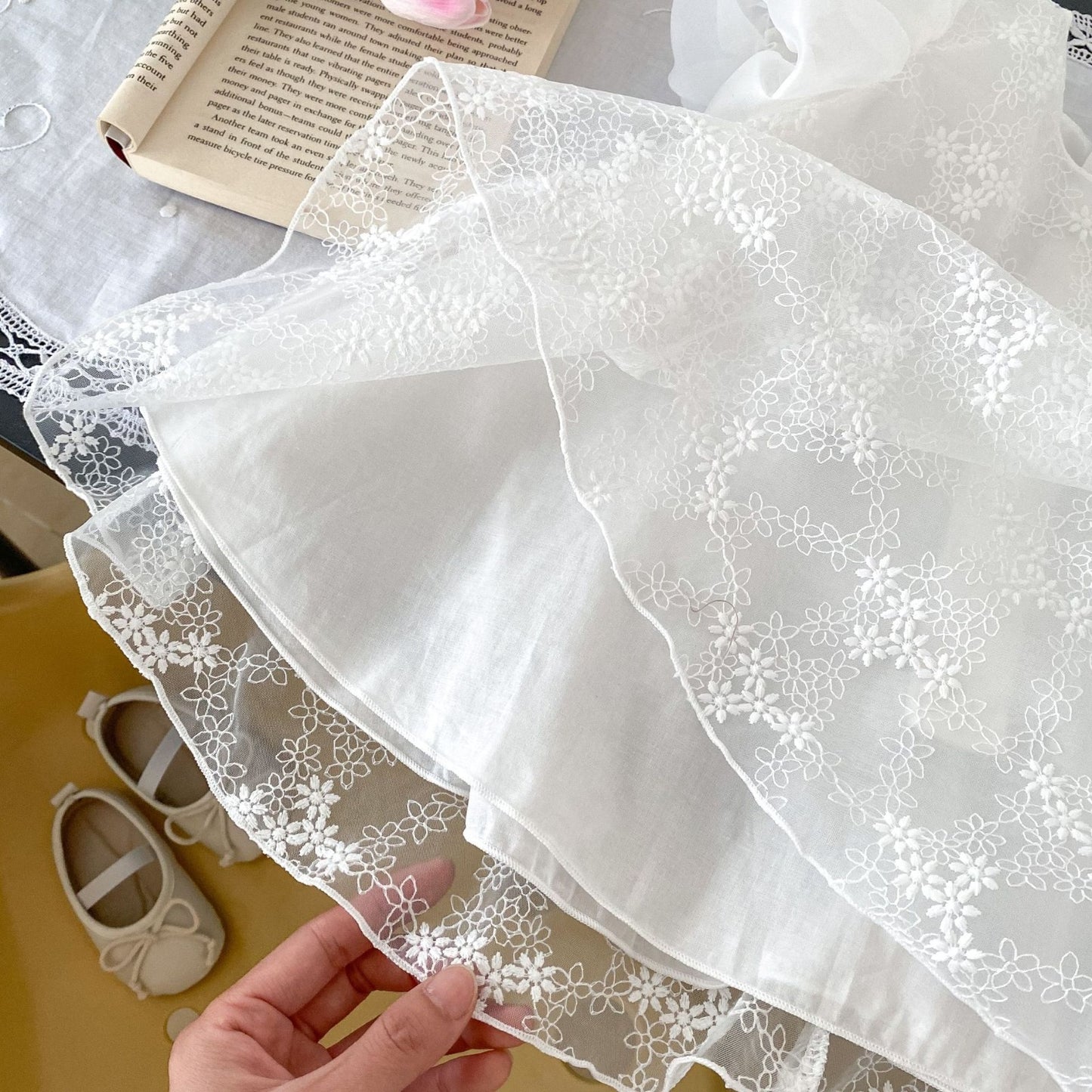Elegant White Lace Dress for Baby Girls