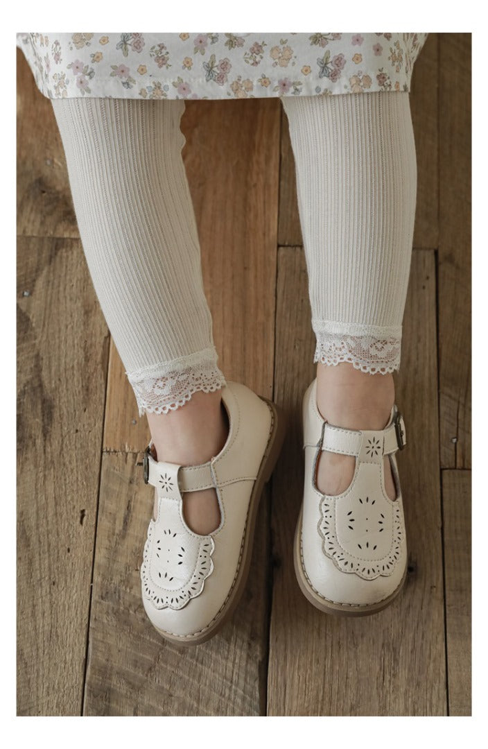 Vintage Lace Trim Ribbed Leggings