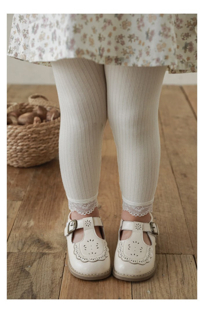 Vintage Lace Trim Ribbed Leggings