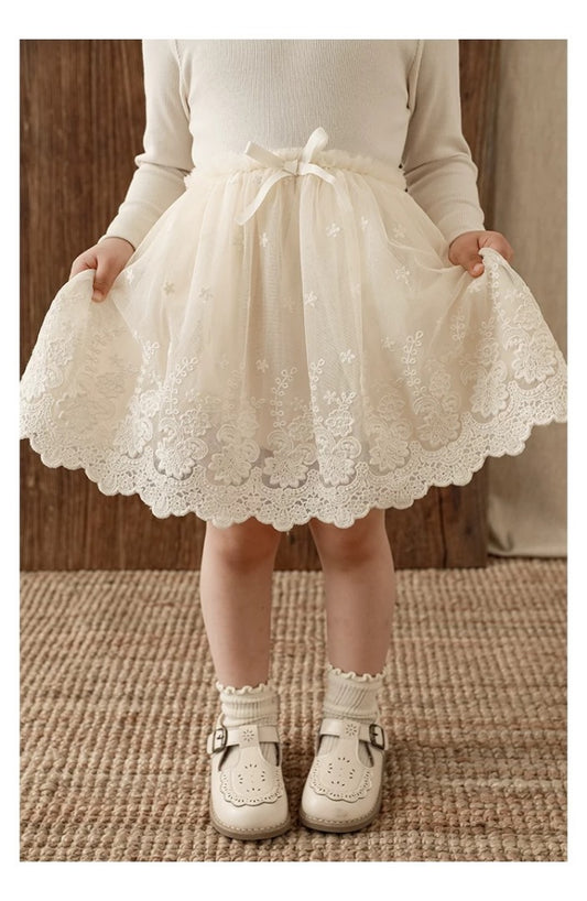Elegant Lace Dress for Little Girls – Available in Cream, Pink & White