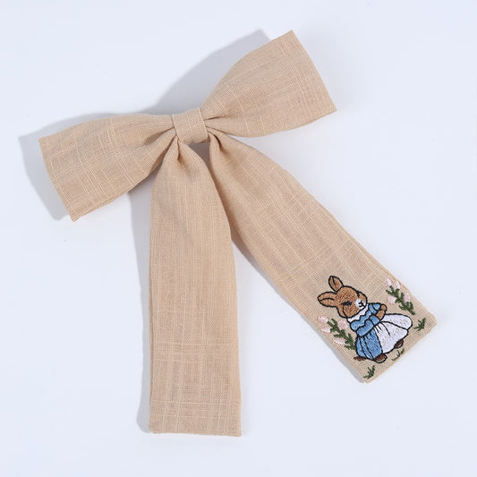 Bunny Charm Embroidered Bow
