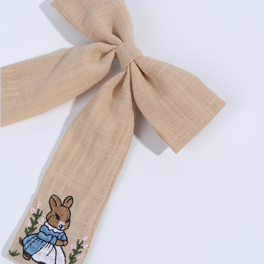 Bunny Charm Embroidered Bow