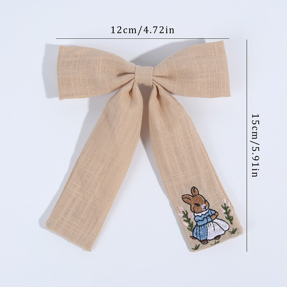 Bunny Charm Embroidered Bow