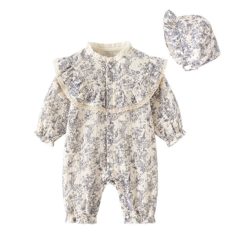Vintage Blossom Ruffle Romper