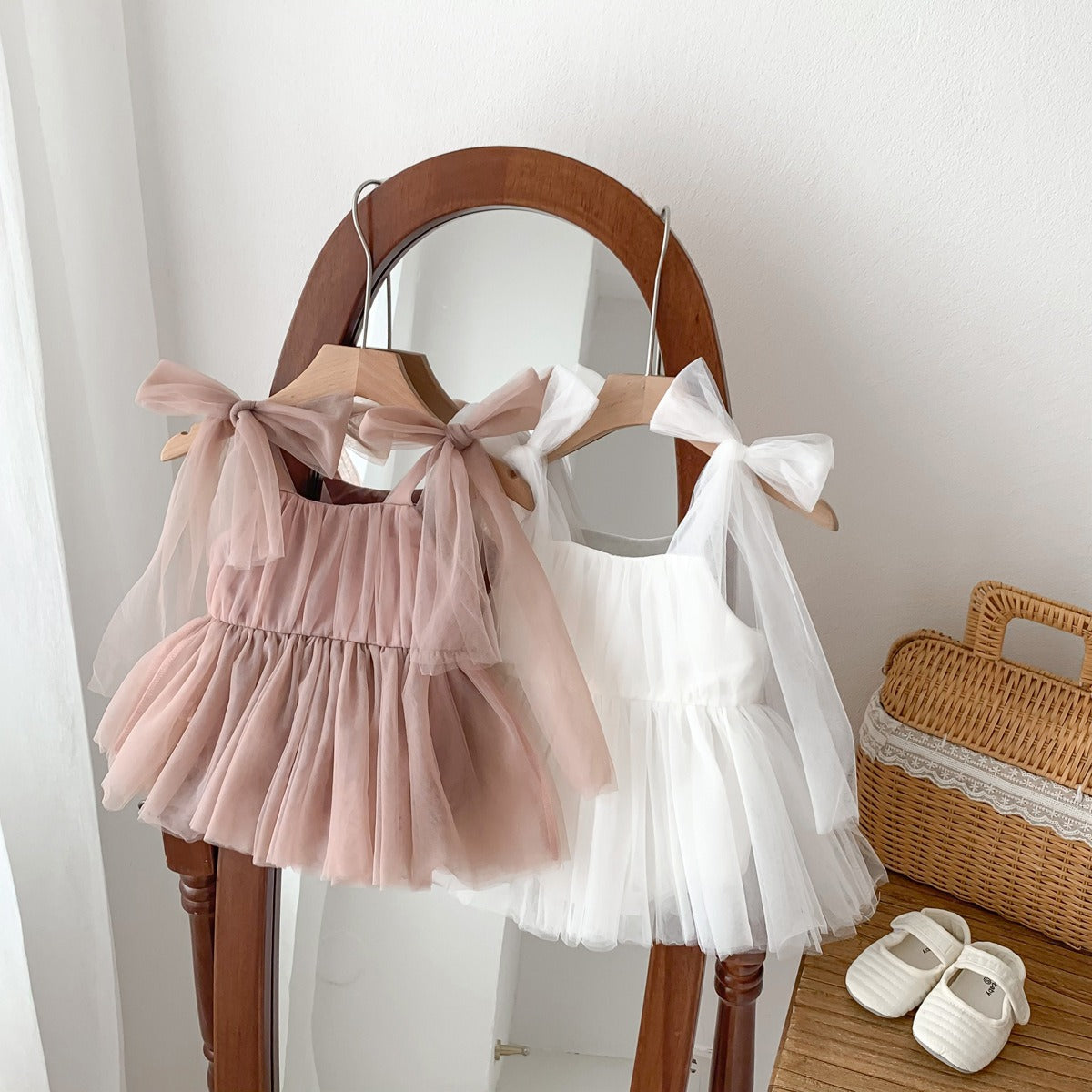 Elegant Tulle Dress for Babies & Toddlers – Available in White & Dusty Pink
